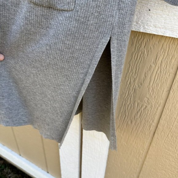 J. Jill Long Gray Ribbed Duster Cardigan Cotton Silk Blend Women’s Size Small - Picture 4 of 5